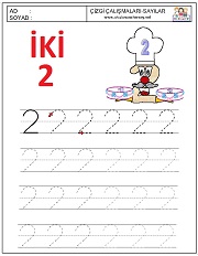 okul öncesi 1 sayısı çizgi çalışması